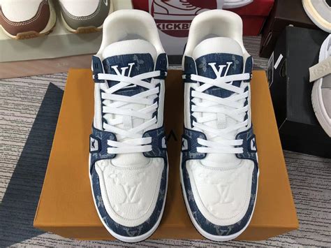 lv trainers denim|louis vuitton trainer monogram denim.